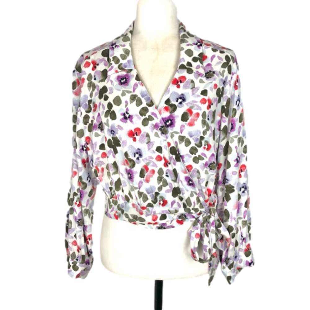 Frank And Oak floral wrap blouse